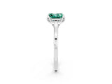 Silver Princess Cut Green Sapphire Solitaire Ring with Flower Prong Setting and Classic Band_2
