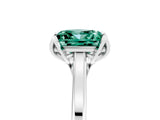 Silver Princess Cut Green Sapphire Solitaire Ring with Flower Prong Setting and Classic Band_5