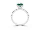 Silver Princess Cut Green Sapphire Solitaire Ring with Round  Pavé Band and Four-Prong Setting_39