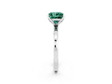 Silver Princess Cut Green Sapphire Solitaire Ring with Thin Band and Prong Setting_44