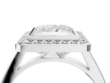 Silver Princess Cut Halo Bezel Diamond Pave Band Ring_17