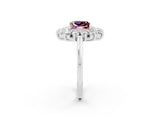 Silver Princess Cut Halo Cluster Diamond Ring with Pave Band and Four-Prong Setting_20