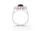 Silver Princess Cut Halo Cluster Diamond Ring with Pave Band and Four-Prong Setting_21