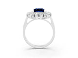 Silver Princess Cut Halo Cluster Diamond Ring with Pave Band and Four-Prong Setting_21