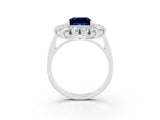 Silver Princess Cut Halo Cluster Diamond Ring with Pave Band and Four-Prong Setting_42