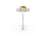 Silver Princess Cut Halo Cluster Diamond Ring with Pave Band and Four-Prong Setting_8
