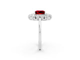 Silver Princess Cut Halo Cluster Diamond Ring with Pave Band and Four-Prong Setting_8