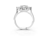 Silver Princess Cut Halo Diamond Cluster Ring with Marquise and Round Stones on a White Gold Band with Prong Setting_16