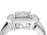 Silver Princess Cut Halo Diamond Engagement Ring with Pave Split Shank and Four-Prong Setting_11