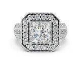 Silver Princess Cut Halo Diamond Engagement Ring with Pave Split Shank and Four-Prong Setting_7