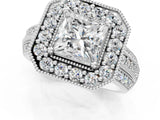 Silver Princess Cut Halo Diamond Engagement Ring with Pave Split Shank and Four-Prong Setting_8