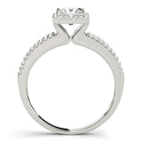 Silver 1.10 Carat D VVS2 Princess Cut Halo Diamond Engagement Ring with Split Shank and Four-Prong Setting