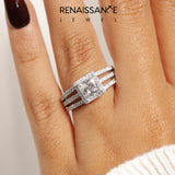 Silver Princess Cut Halo Diamond Engagement Ring with Split Shank and Four-Prong Setting_81