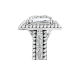 Silver Princess Cut Halo Diamond Ring with Beaded Split Shank and Four-Prong Setting_18