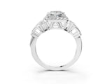 Silver Princess Cut Halo Diamond Split Shank Engagement Ring with Four-Prong Setting_16