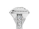 Silver Princess Cut Halo Diamond Split Shank Pave Ring_18