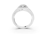 Silver Princess Cut Halo Diamond Split Shank Ring with Prong Setting_10