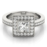 Silver Princess Cut Halo Pavé Diamond Ring 1