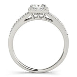 White gold Fancy Green Heart Cut Diamond Halo Split Shank Engagement Ring