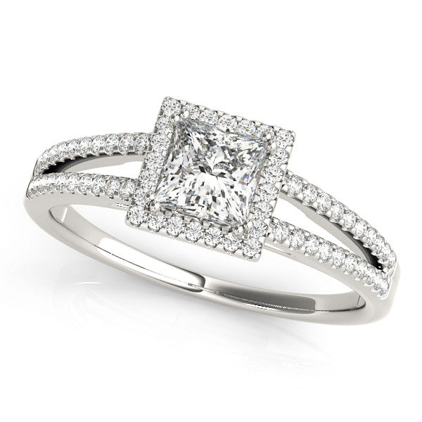 Platinum 2.07 Carat D VVS1 Princess Cut Halo Split Shank Engagement Ring