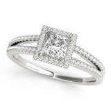 Platinum 2.07 Carat D VVS1 Princess Cut Halo Split Shank Engagement Ring