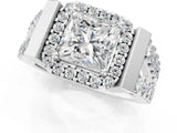 Silver Princess Cut Halo Split Shank Prong Set Ring_36