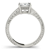 Silver 1.10 Carat E VS1 Princess Cut Milgrain Channel Set Engagement Ring with Solitaire Prong Setting