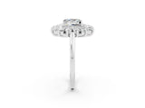 Silver Princess Cut Moissanite Floral Double Halo Engagement Ring with Prong Setting_190