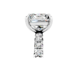 Silver Princess Cut Moissanite Pavé Solitaire Ring with Round Band and Prong Setting_47