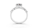 Silver Princess Cut Moissanite Scattered Round Accent Ring with Prong Setting_39