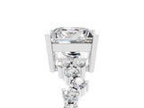 Silver Princess Cut Moissanite Scattered Round Accent Ring with Prong Setting_41