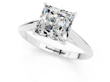 Silver Princess Cut Moissanite Solitaire Engagement Ring with Cathedral Setting and Four-Prong Mount_13