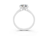 Silver Princess Cut Moissanite Solitaire Ring with Flower Prong Setting and Classic Band_15