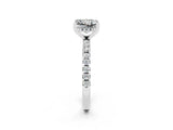 Silver Princess Cut Moissanite Solitaire Ring with Round  Pavé Band and Four-Prong Setting_26
