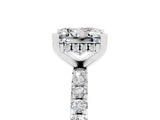Silver Princess Cut Moissanite Solitaire Ring with Round  Pavé Band and Four-Prong Setting_29