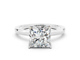 Silver Princess Cut Moissanite Solitaire Ring with Thin Band and Prong Setting_96