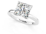 Silver Princess Cut Moissanite Solitaire Ring with Thin Band and Prong Setting_97