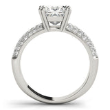 Platinum 7.04 Carat F VVS2 Princess Cut Pave Diamond Engagement Ring with Channel Set Band and Four-Prong Setting