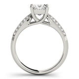 Silver Princess Cut Pave Split Shank Engagement Ring with Four-Prong Setting 1