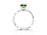 Silver Princess Cut Peridot Engagement Ring with Side Stone Accents and Four-Prong Setting_27