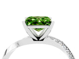 Silver Princess Cut Peridot Engagement Ring with Side Stone Accents and Four-Prong Setting_28