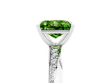Silver Princess Cut Peridot Engagement Ring with Side Stone Accents and Four-Prong Setting_29