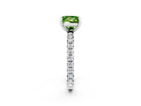 Silver Princess Cut Peridot Pavé Solitaire Ring with Round Band and Prong Setting_74