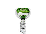 Silver Princess Cut Peridot Pavé Solitaire Ring with Round Band and Prong Setting_77