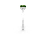 Silver Princess Cut Peridot Solitaire Engagement Ring with Cathedral Setting and Four-Prong Mount_2