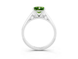 Silver Princess Cut Peridot Solitaire Engagement Ring with Cathedral Setting and Four-Prong Mount_3