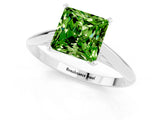 Silver Princess Cut Peridot Solitaire Engagement Ring with Cathedral Setting and Four-Prong Mount_7
