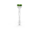 Silver Princess Cut Peridot Solitaire Engagement Ring with Cathedral Setting and Four-Prong Mount_8