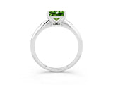 Silver Princess Cut Peridot Solitaire Engagement Ring with Classic Band and Four-Prong Setting_15