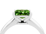Silver Princess Cut Peridot Solitaire Engagement Ring with Classic Band and Four-Prong Setting_16